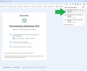 Verify, then run or open file SplashtopSOS_xxx.