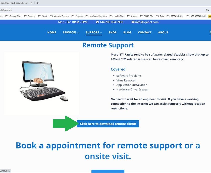 Click on the Remote Client downlod button to download the Cqanet Remote Client.